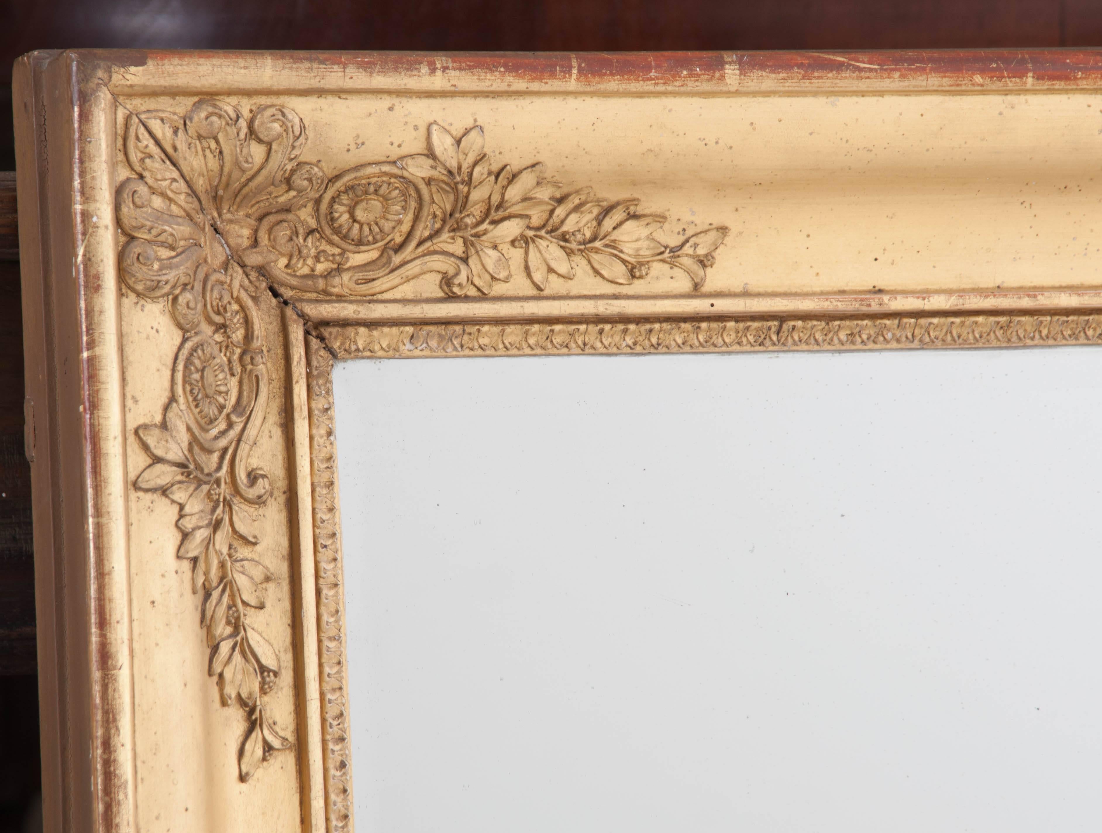 French 19th Century Empire Giltwood Mirror 1
