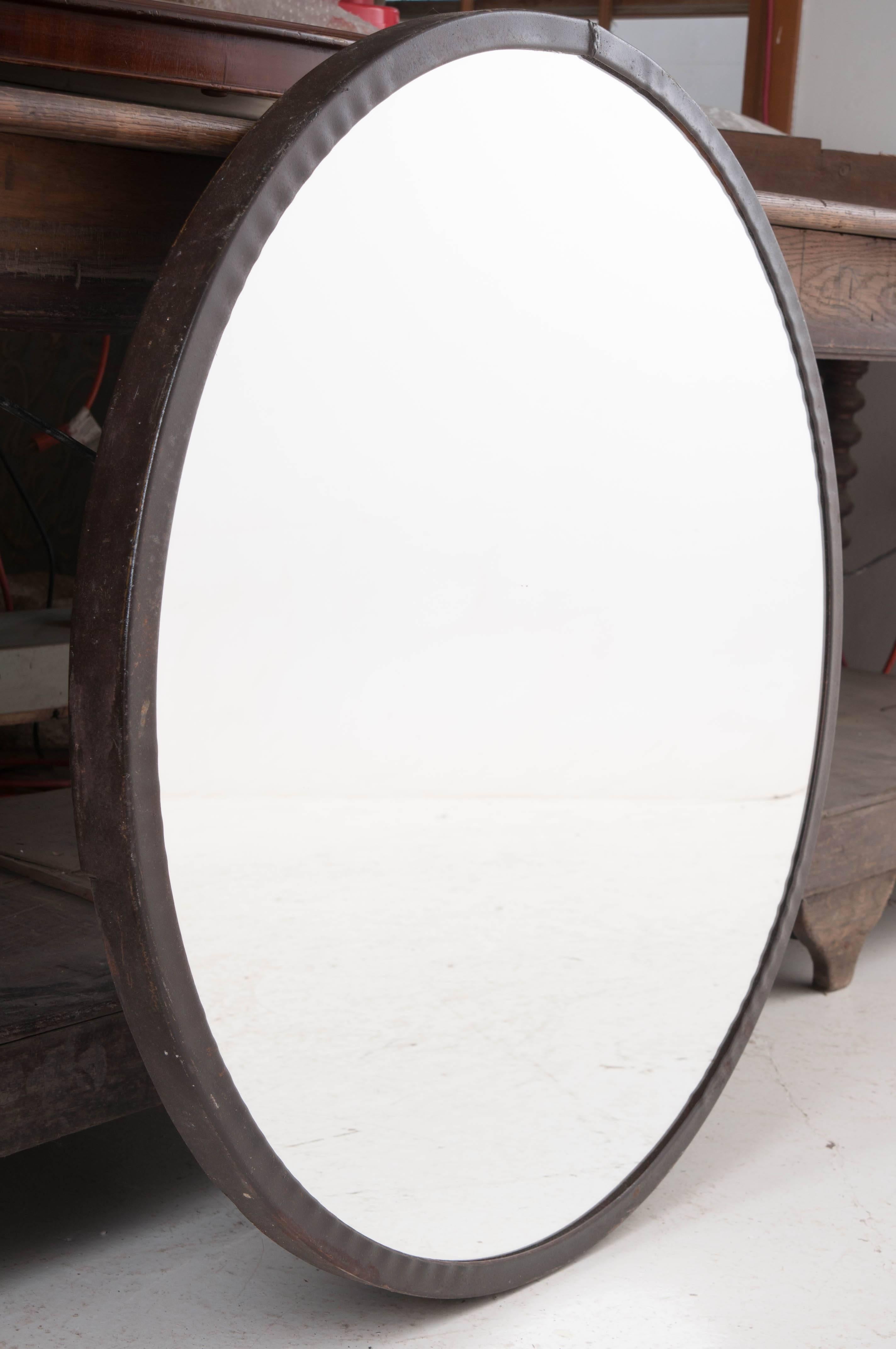 20th Century Round Metal Frame Mirror 1