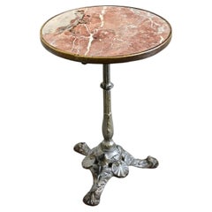 Table de bistrot française du XIXe siècle, 20 pouces, avec plateau en marbre