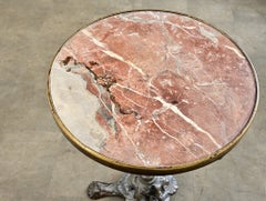 Mesa de bistró francesa del siglo XIX con tablero de mármol de 20 pulgadas