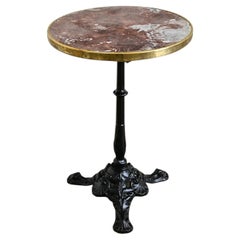 Table de bistrot française du XIXe siècle, 20 pouces, avec plateau en marbre