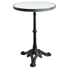 Table de bistrot française du XIXe siècle, 20 pouces, avec plateau en marbre