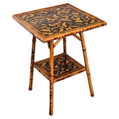 English 19th Century Bamboo Table with Butterfly Découpage