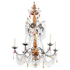 Italian 18th Century Giltwood & Crystal Chandelier