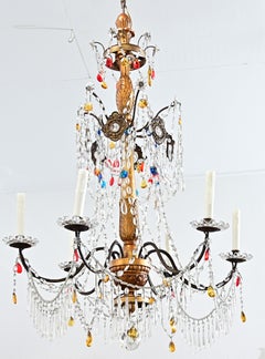 Italian 18th Century Giltwood & Crystal Chandelier