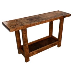 French 19th Century Solid Oak Workbench