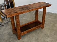 French 19th Century Solid Oak Workbench