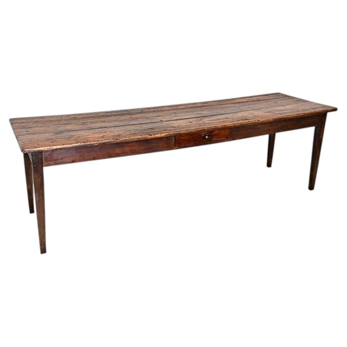 19th Century French Provincial Pine Farm Table with Rustic Woodwork