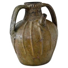 Jarre à huile française du XVIIIe siècle en terre cuite émaillée, vers 1790