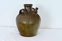 Jarre à huile française du XVIIIe siècle en terre cuite émaillée, vers 1790