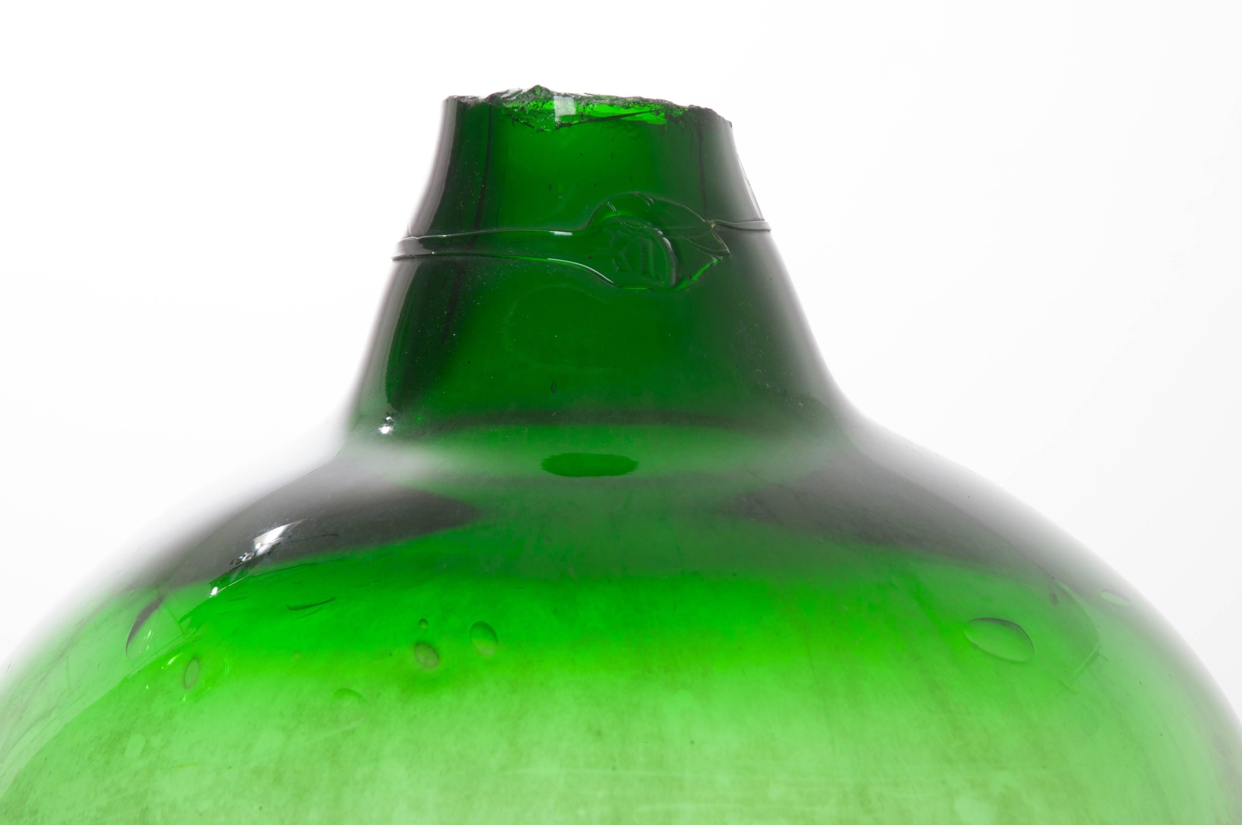 French Green Glass Wine Keg In Good Condition In Baton Rouge, LA