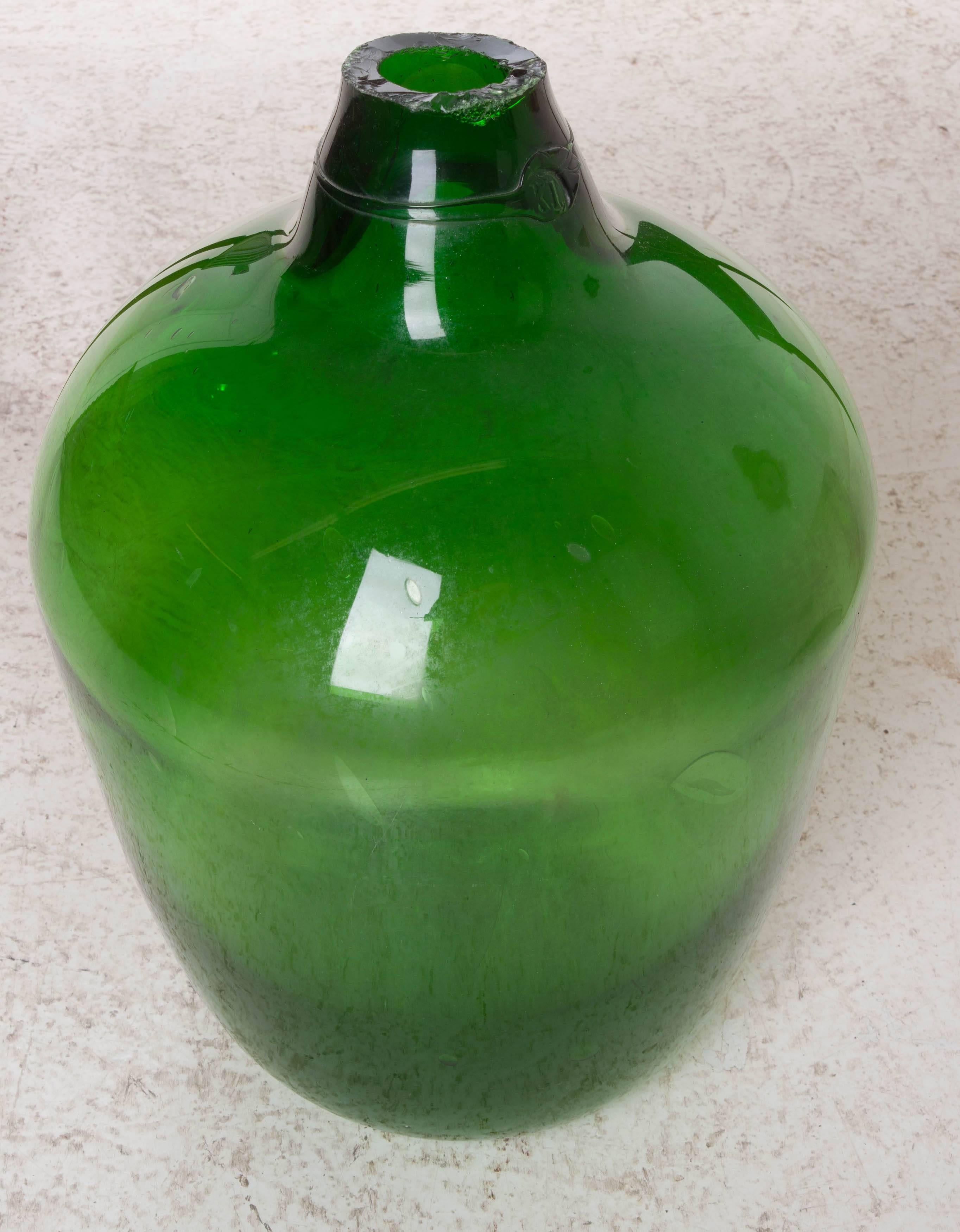 French Green Glass Wine Keg 1