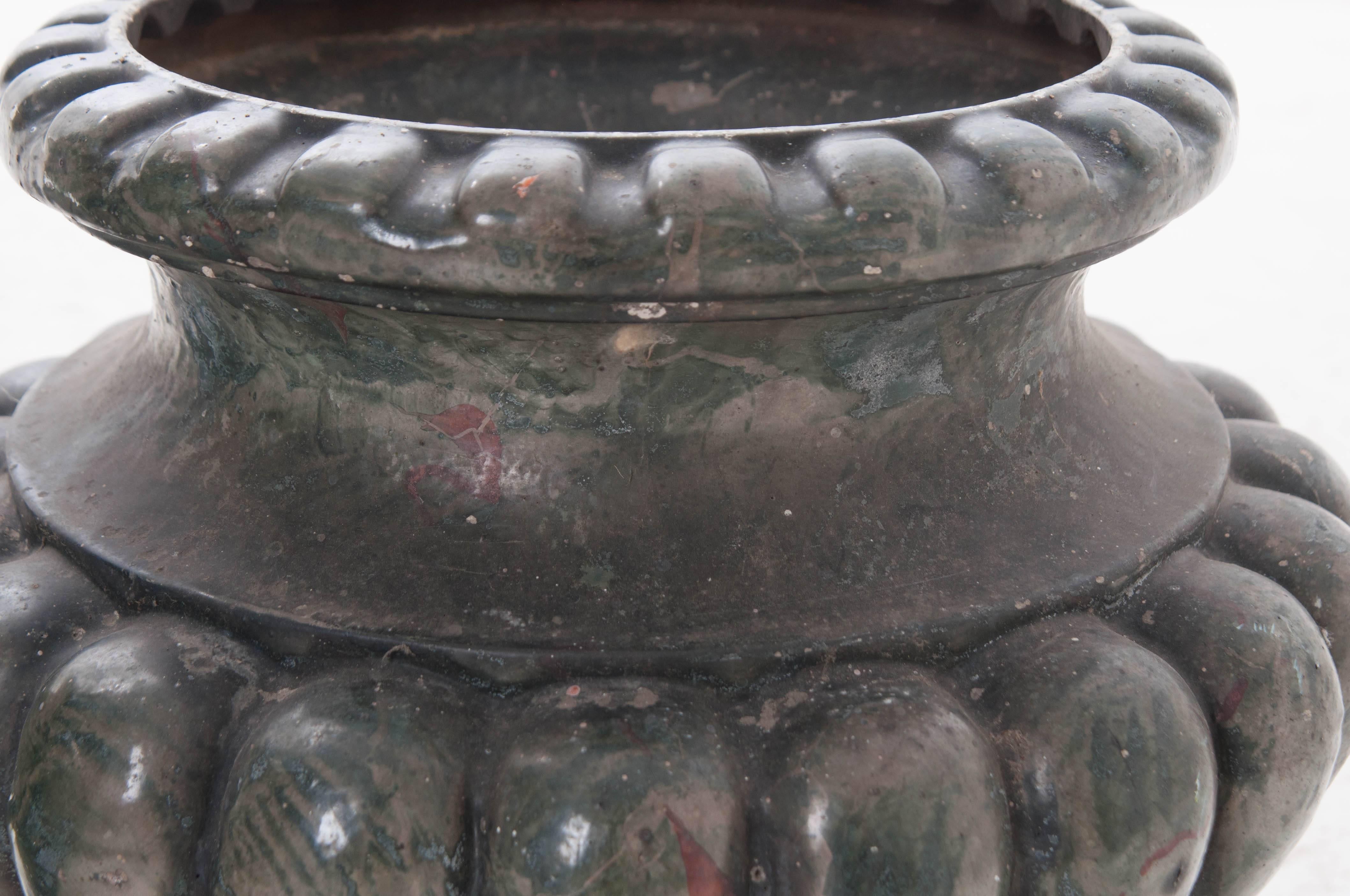 Pair of Vintage Faux Marble Painted Cast Iron Pots 4