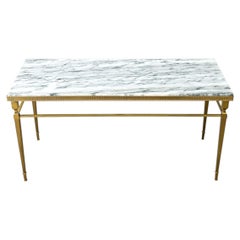 Quality Vintage French Brass and Marble Coffee Table