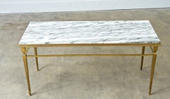 Quality Vintage French Brass and Marble Coffee Table