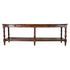 French 19th Century Solid Oak Drapery Table