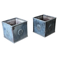 Pair of English 19th Century Solid Lead Box Planters