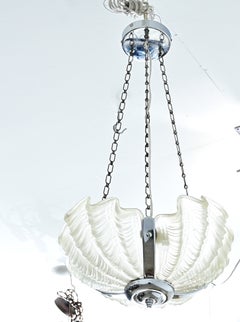 French Mid-Century Hanging Glass Shell Pendant