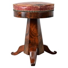 French 19th Century Mahogany & Leather Piano Stool