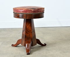 French 19th Century Mahogany & Leather Piano Stool