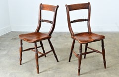 English Pair of 19th Century Yew & Elm Windsor Side Chairs