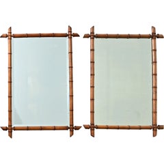 English Pair of Faux Bamboo Mirrors