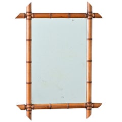 English Faux Bamboo Pine Mirror