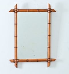 English Faux Bamboo Pine Mirror