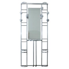 French Art Deco Aluminum Hall Tree with Mirror