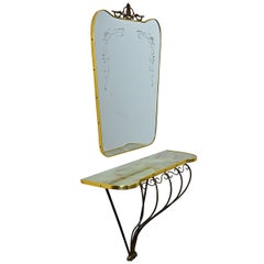 French Mid Century Mirror and Console Set