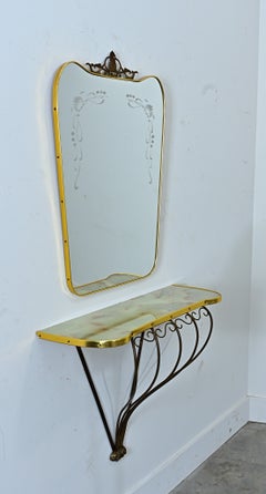 French Mid Century Mirror and Console Set