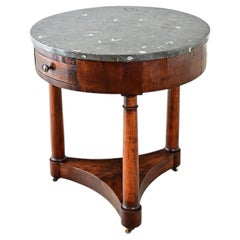 French 19th Century Empire Gueridon with Oyster Marble Top