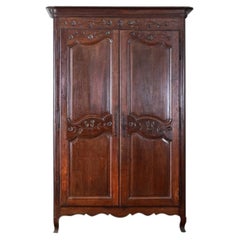 French 19th Century Louis XV Style Carved Oak Armoire