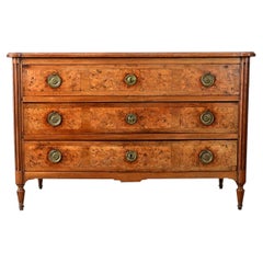 French 19th Century Louis XVI Style Burl Walnut Commode
