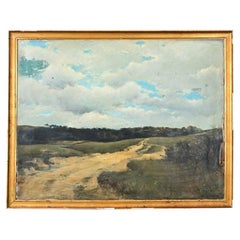 Large French 19th Century Landscape Painting in Gilt Frame