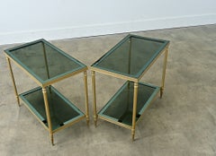 Pair of French Mid Century Brass and Glass Cocktail Tables