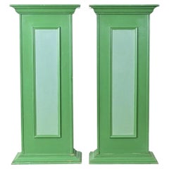 Pair of French Narrow Painted Paneled Pedestals