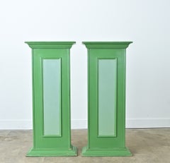 Pair of French Narrow Painted Paneled Pedestals