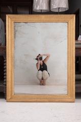 French 19th Century Ribbed Gold Gilt Mirror