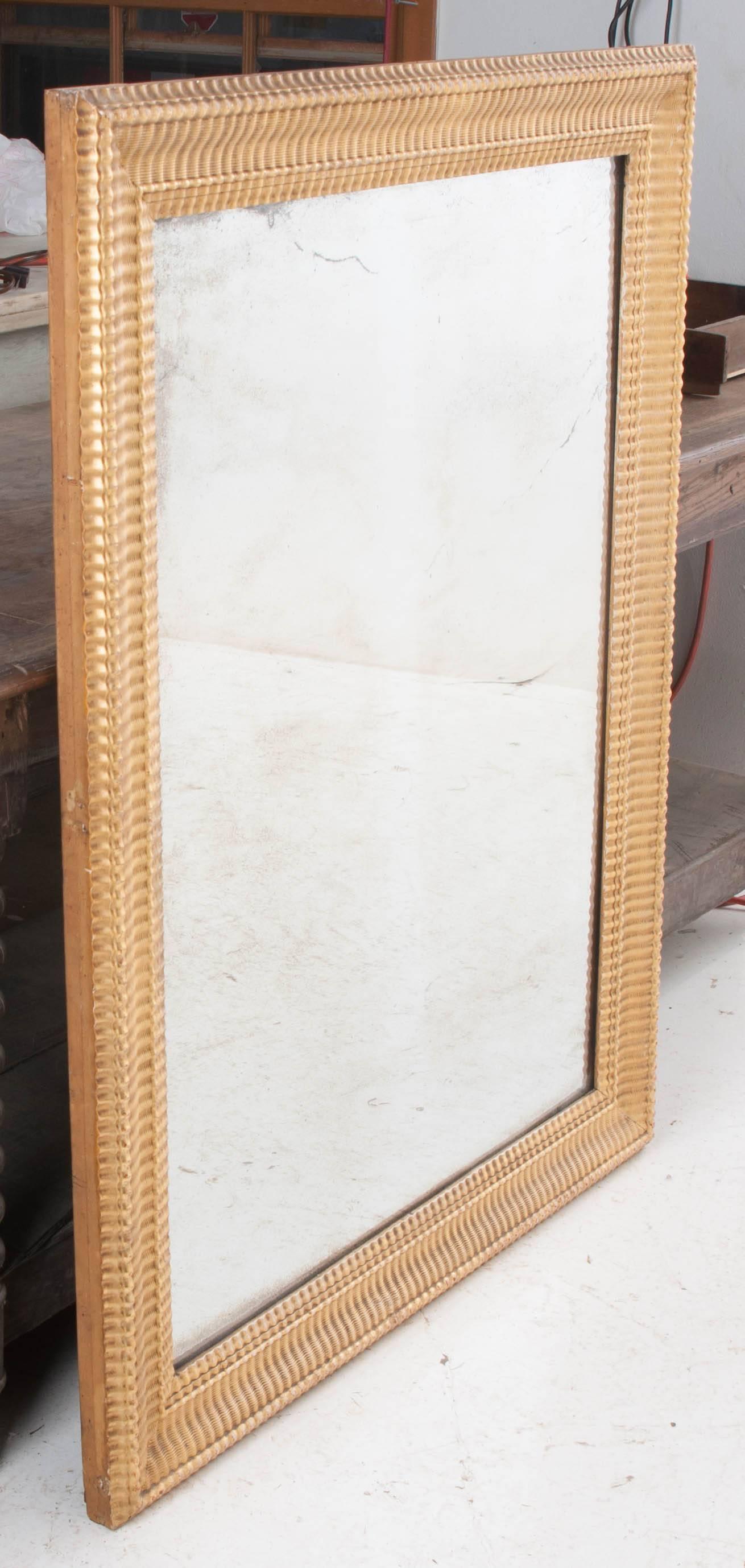 French 19th Century Ribbed Gold Gilt Mirror 4