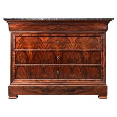 French 19th Century Louis Philippe Mahogany Commode with Marble Top