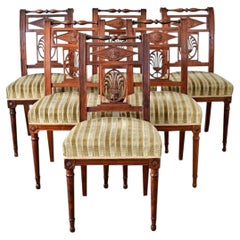 Juego de 6 sillas de comedor francesas de roble del siglo XIX, estilo Directorio