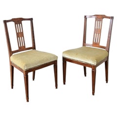 Pair of French 19th Century Louis XVI Style Oak Dining Chairs