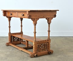 French 20th Century Arts and Crafts Carved Pine Console