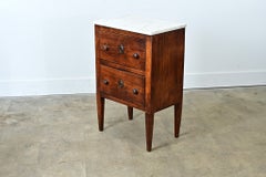 English 19th Century Oak Bedside Table with Marble Top
