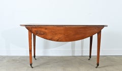 French 19th Century Walnut Directoire Drop Leaf Dining Table