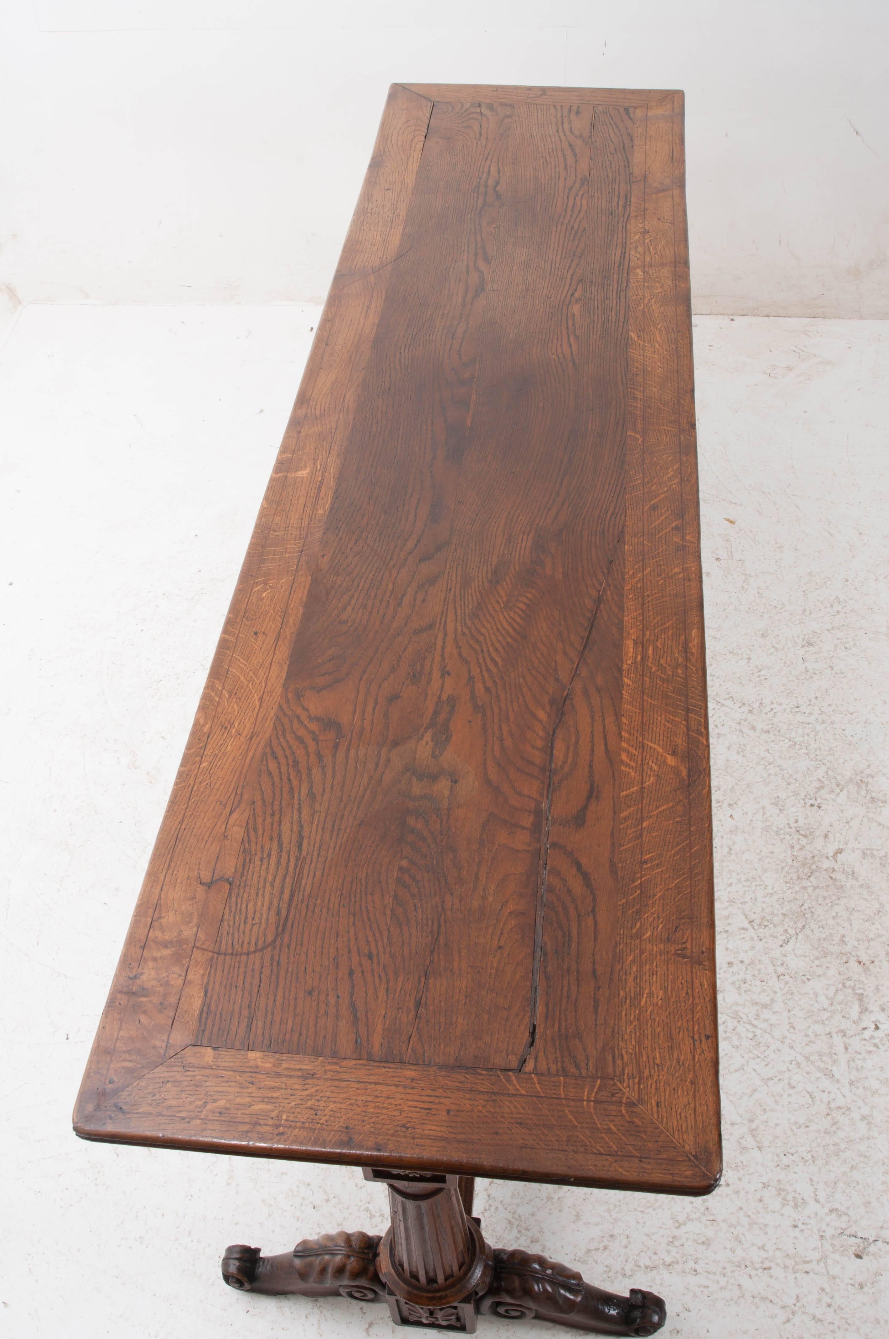 French Early 19th Century Oak Trestle Table In Good Condition In Baton Rouge, LA
