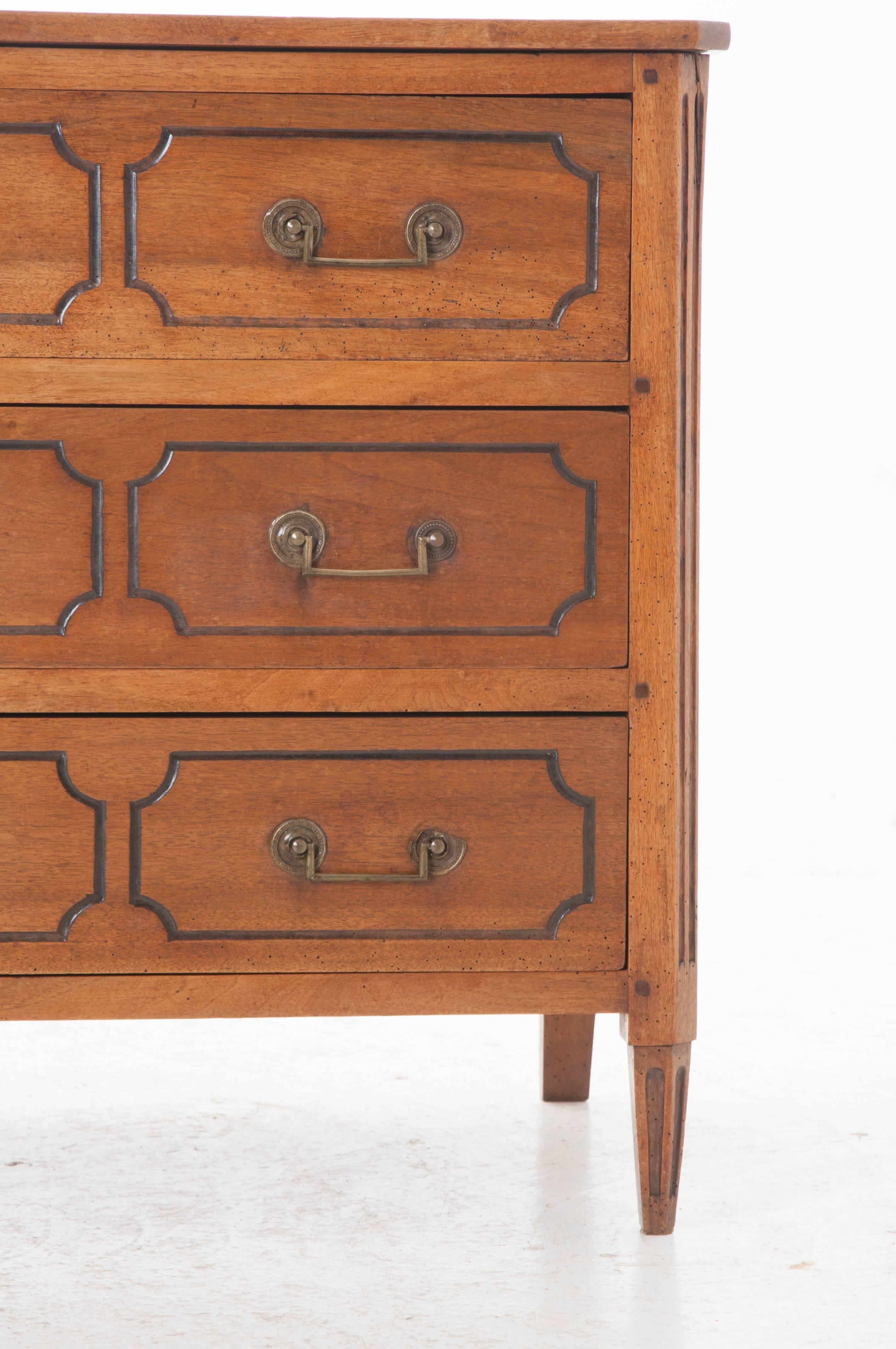 Patinated French, 19th Century Walnut Directoire Commode