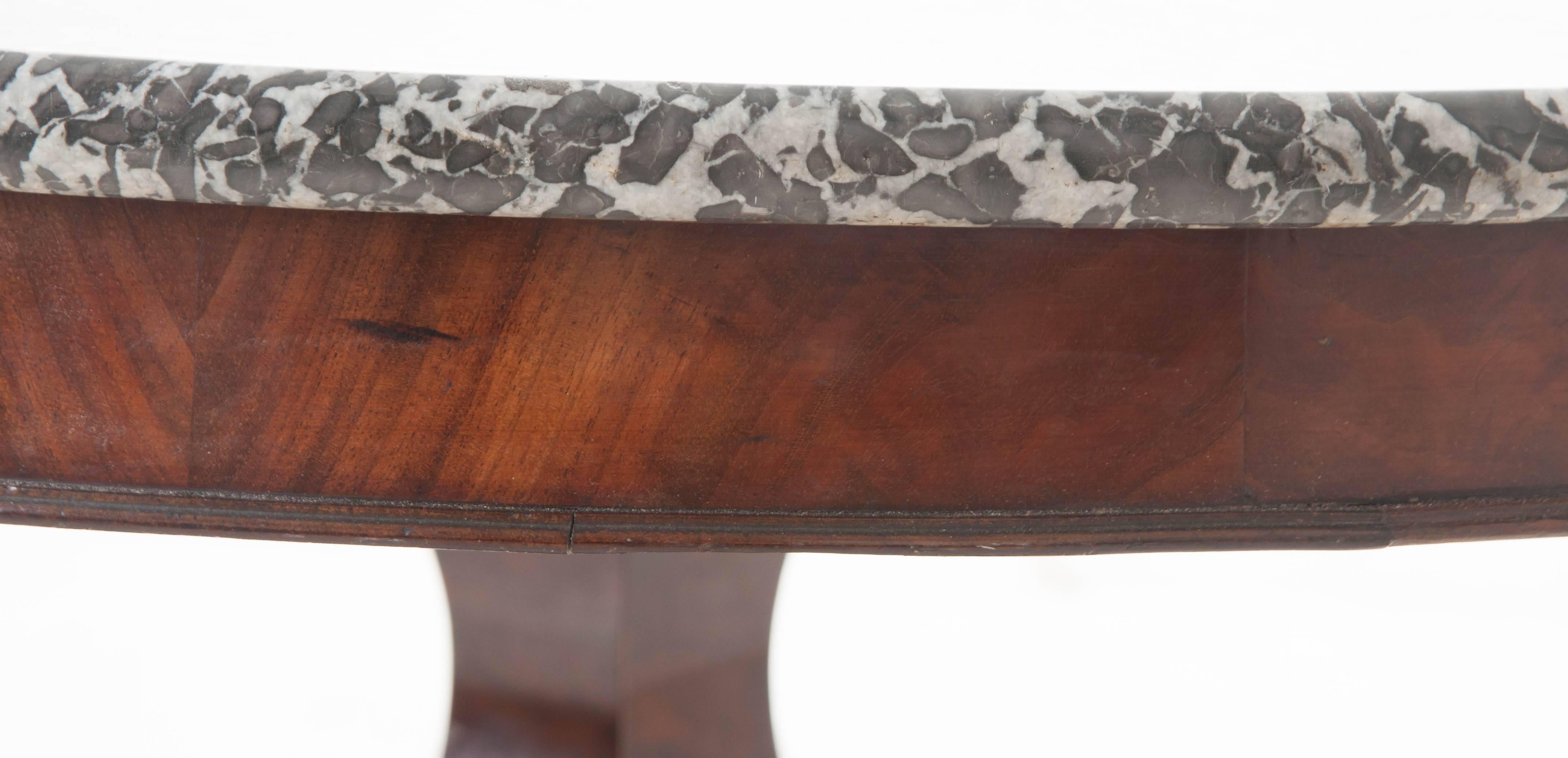 French 19th Century Restauration Mahogany Center Table with Marble Top 2