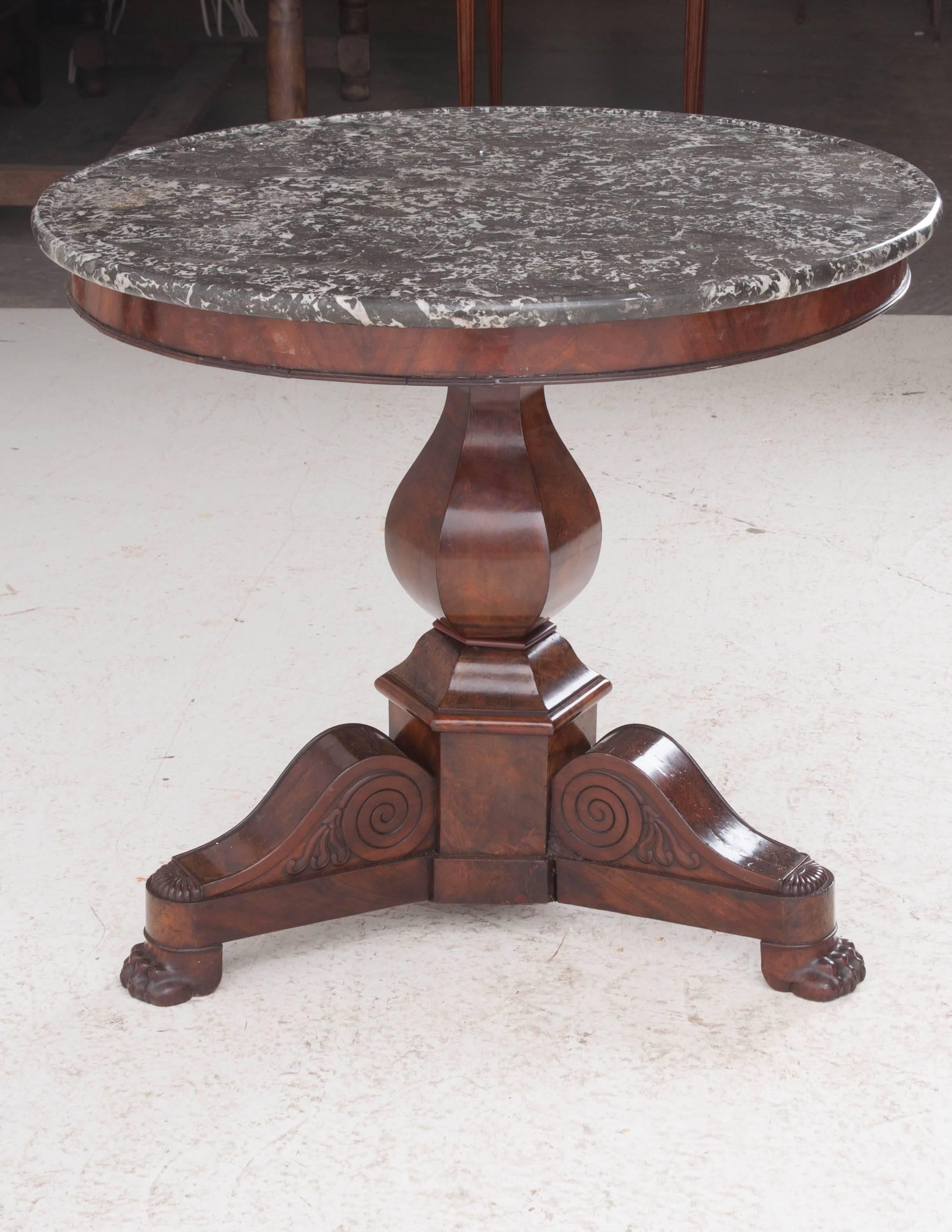 French 19th Century Restauration Mahogany Center Table with Marble Top 7